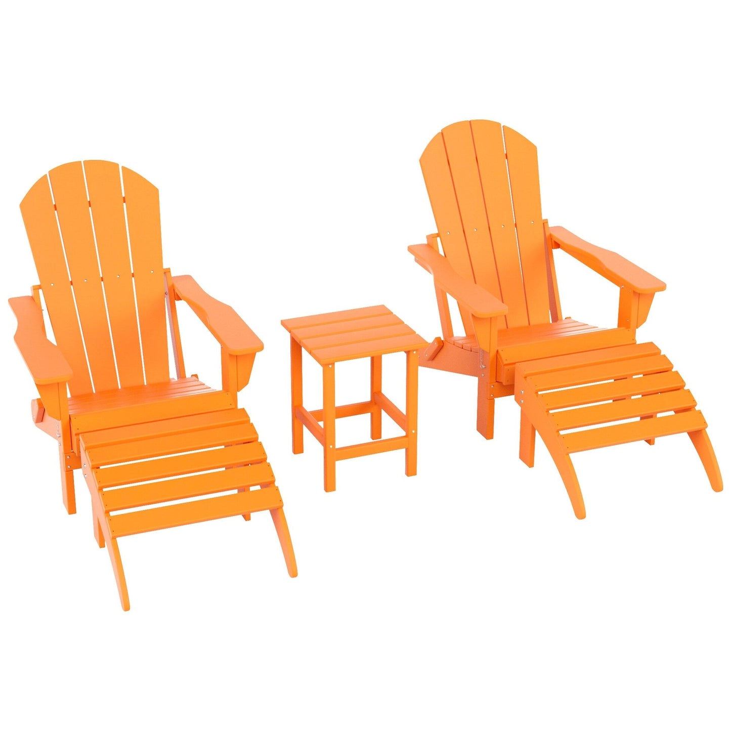 Ensemble de 5 chaises Adirondack pliables Polytrends Laguna en PEHD pour patio extérieur, toutes saisons