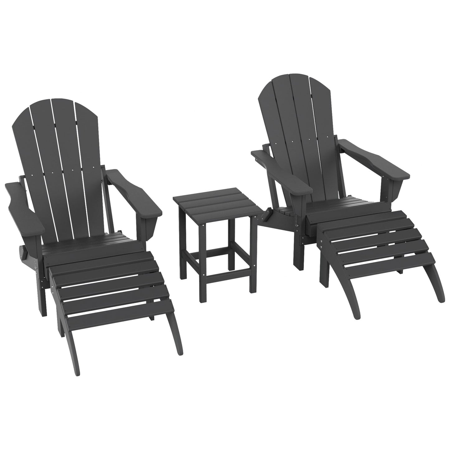 Ensemble de 5 chaises Adirondack pliables Polytrends Laguna en PEHD pour patio extérieur, toutes saisons