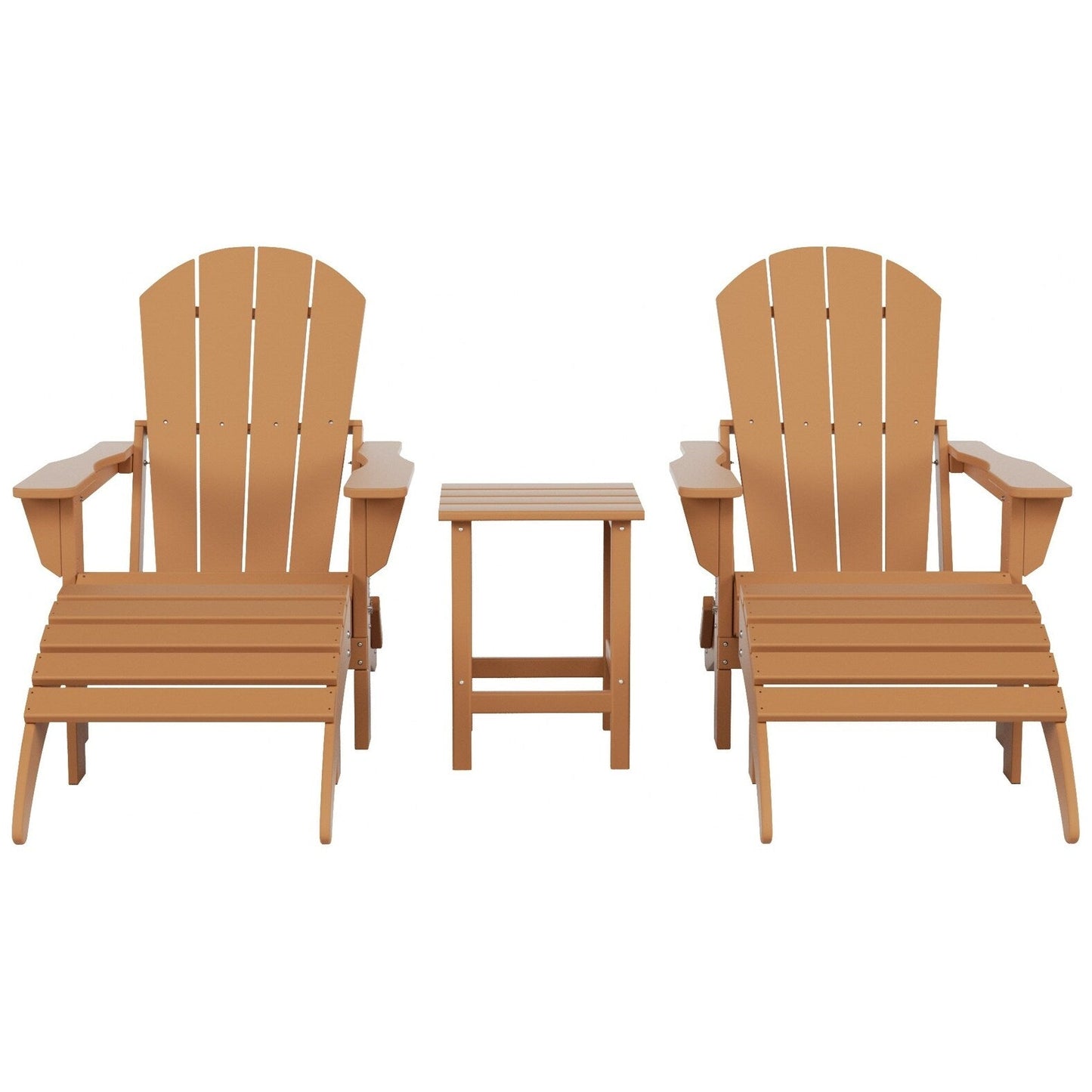 Ensemble de 5 chaises Adirondack pliables Polytrends Laguna en PEHD pour patio extérieur, toutes saisons