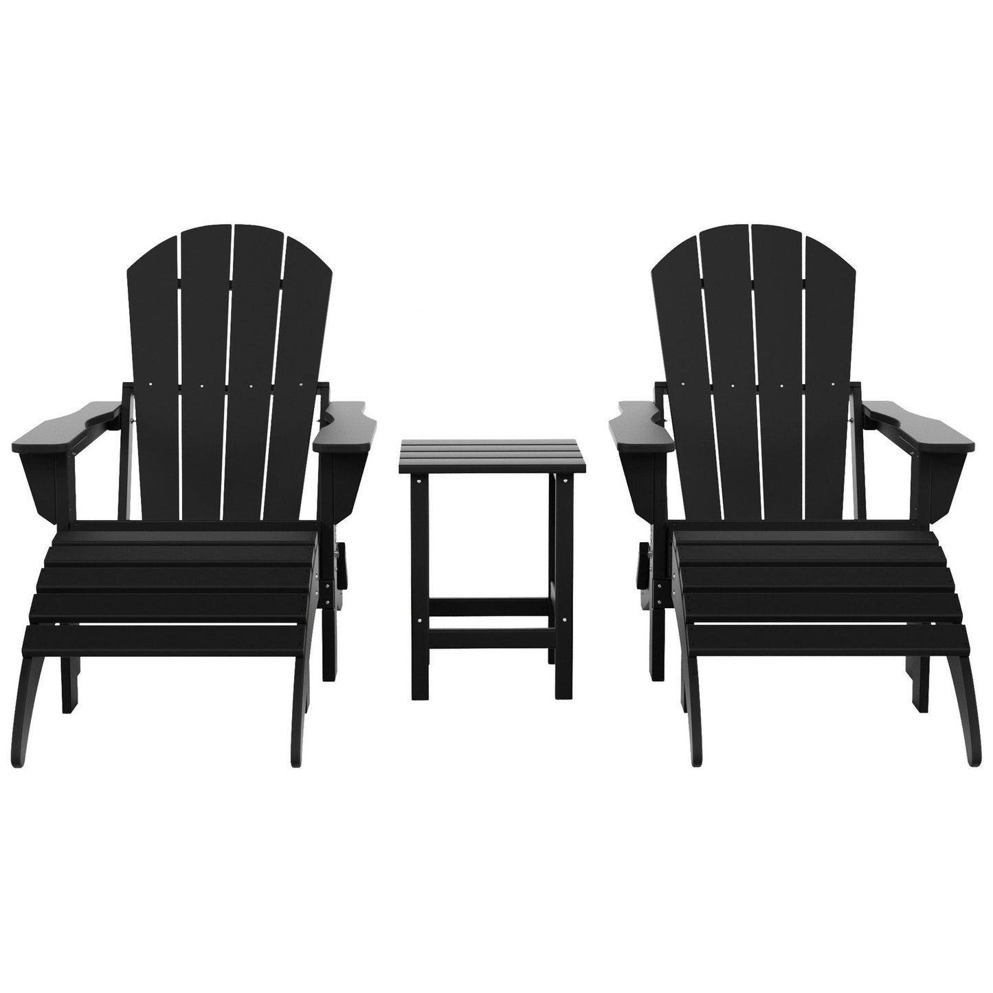 Ensemble de 5 chaises Adirondack pliables Polytrends Laguna en PEHD pour patio extérieur, toutes saisons