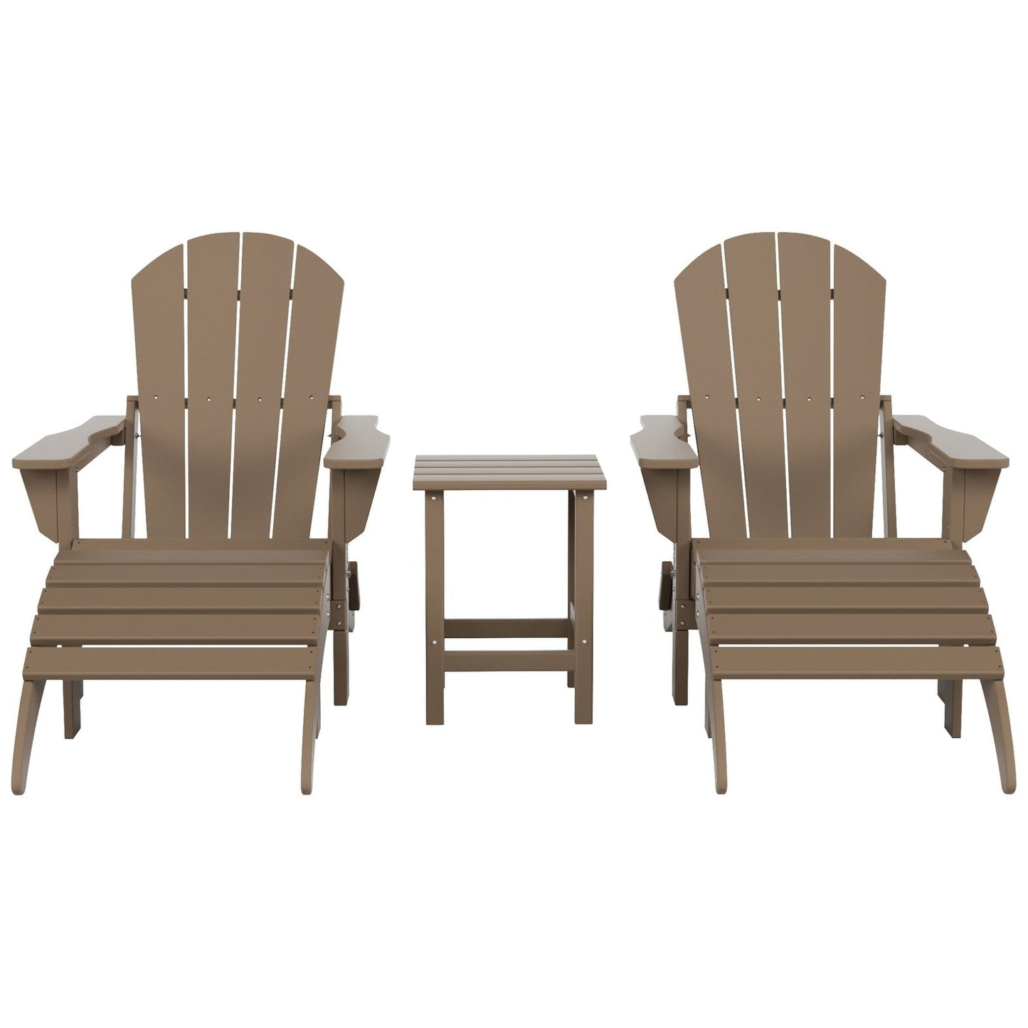 Ensemble de 5 chaises Adirondack pliables Polytrends Laguna en PEHD pour patio extérieur, toutes saisons