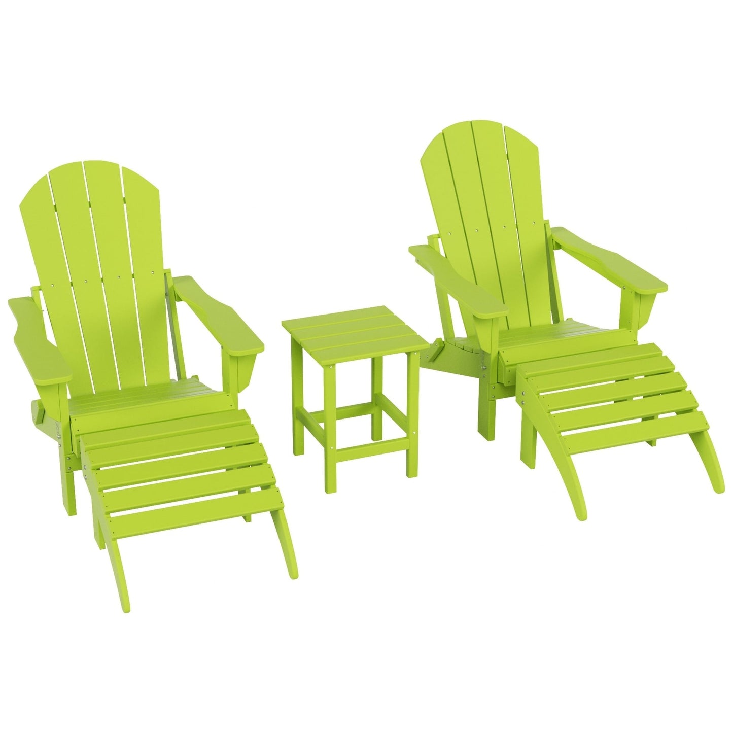 Ensemble de 5 chaises Adirondack pliables Polytrends Laguna en PEHD pour patio extérieur, toutes saisons