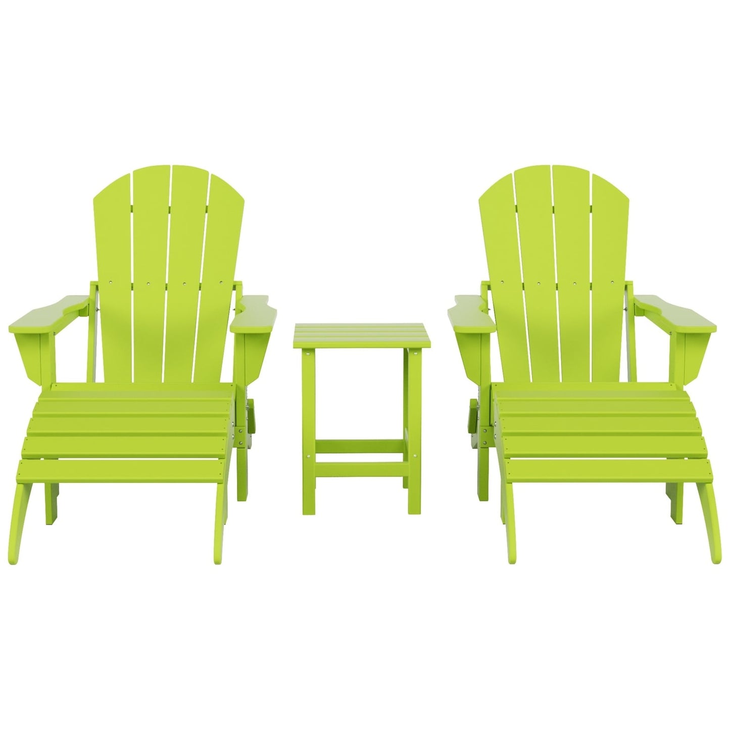Ensemble de 5 chaises Adirondack pliables Polytrends Laguna en PEHD pour patio extérieur, toutes saisons