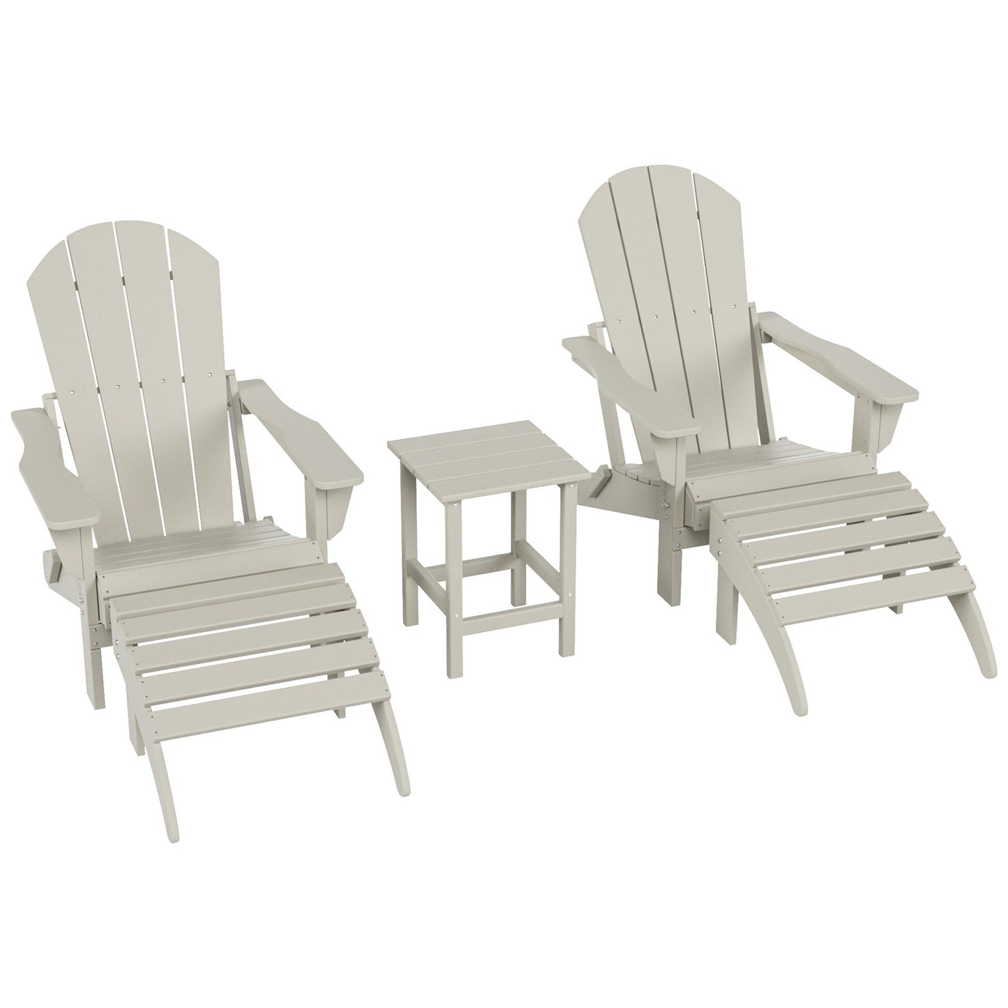 Ensemble de 5 chaises Adirondack pliables Polytrends Laguna en PEHD pour patio extérieur, toutes saisons