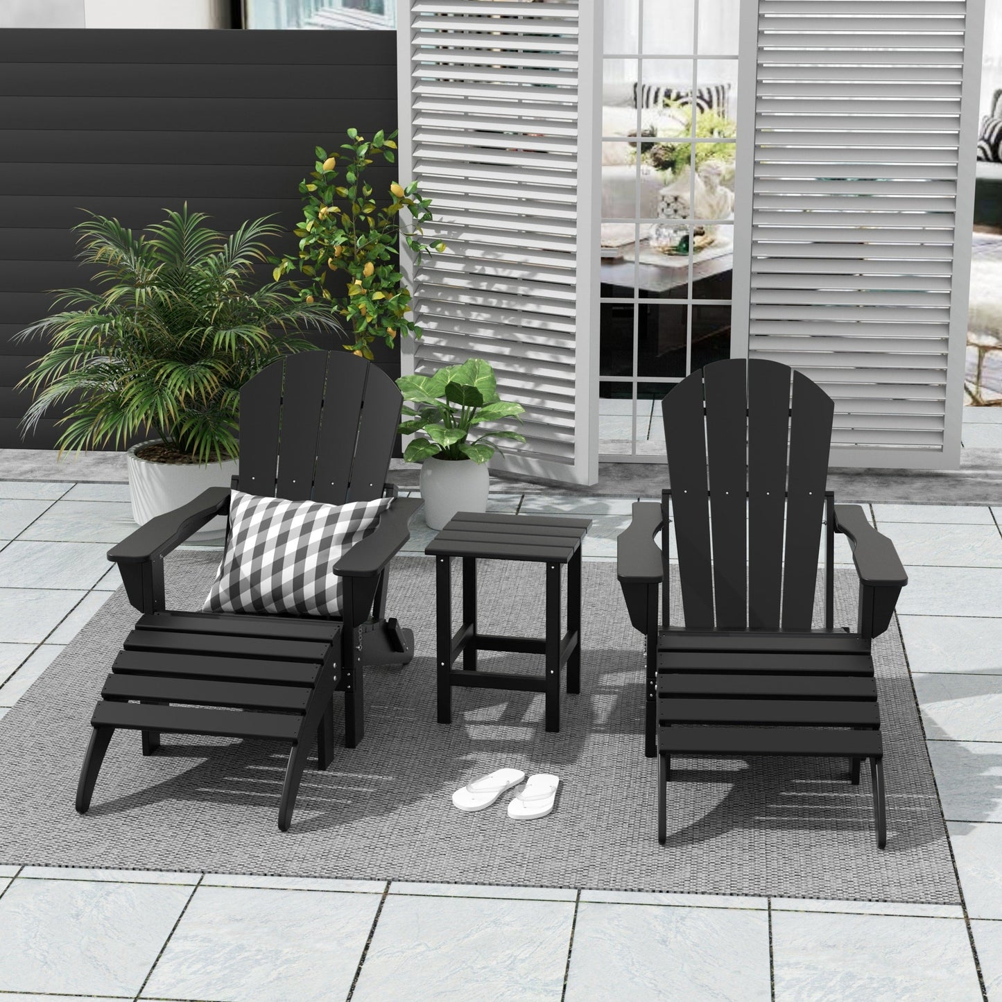 Ensemble de 5 chaises Adirondack pliables Polytrends Laguna en PEHD pour patio extérieur, toutes saisons