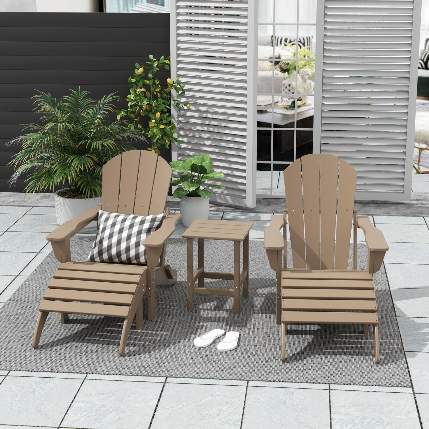 Ensemble de 5 chaises Adirondack pliables Polytrends Laguna en PEHD pour patio extérieur, toutes saisons