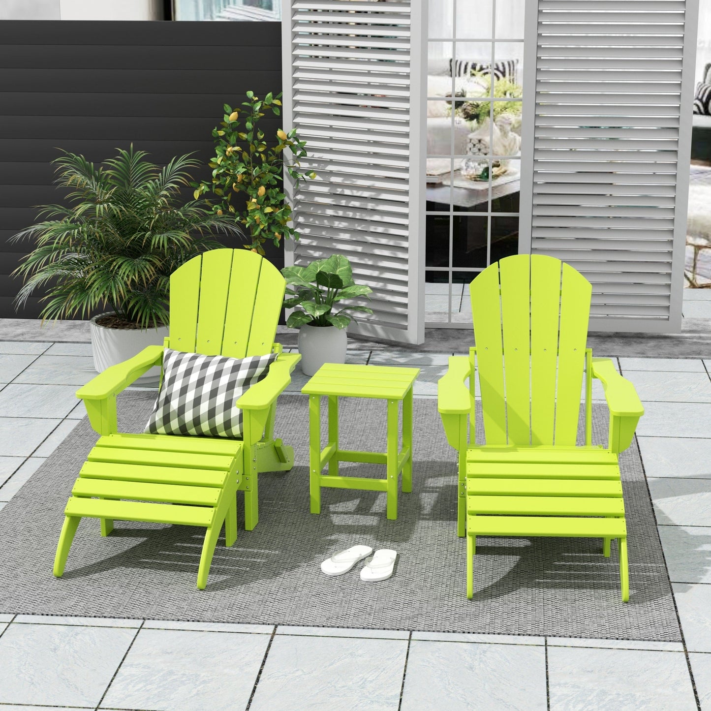 Ensemble de 5 chaises Adirondack pliables Polytrends Laguna en PEHD pour patio extérieur, toutes saisons
