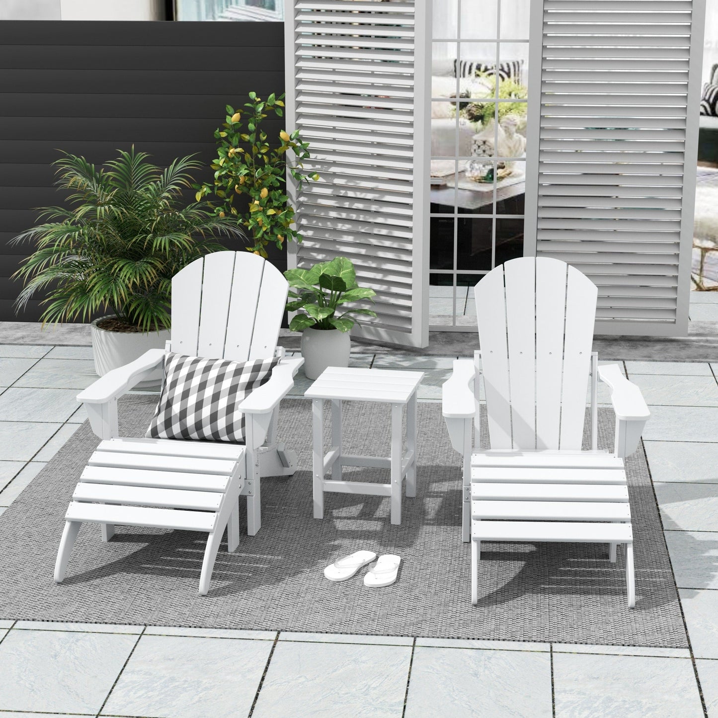 Ensemble de 5 chaises Adirondack pliables Polytrends Laguna en PEHD pour patio extérieur, toutes saisons