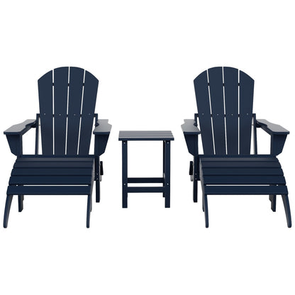 Ensemble de 5 chaises Adirondack pliables Polytrends Laguna en PEHD pour patio extérieur, toutes saisons