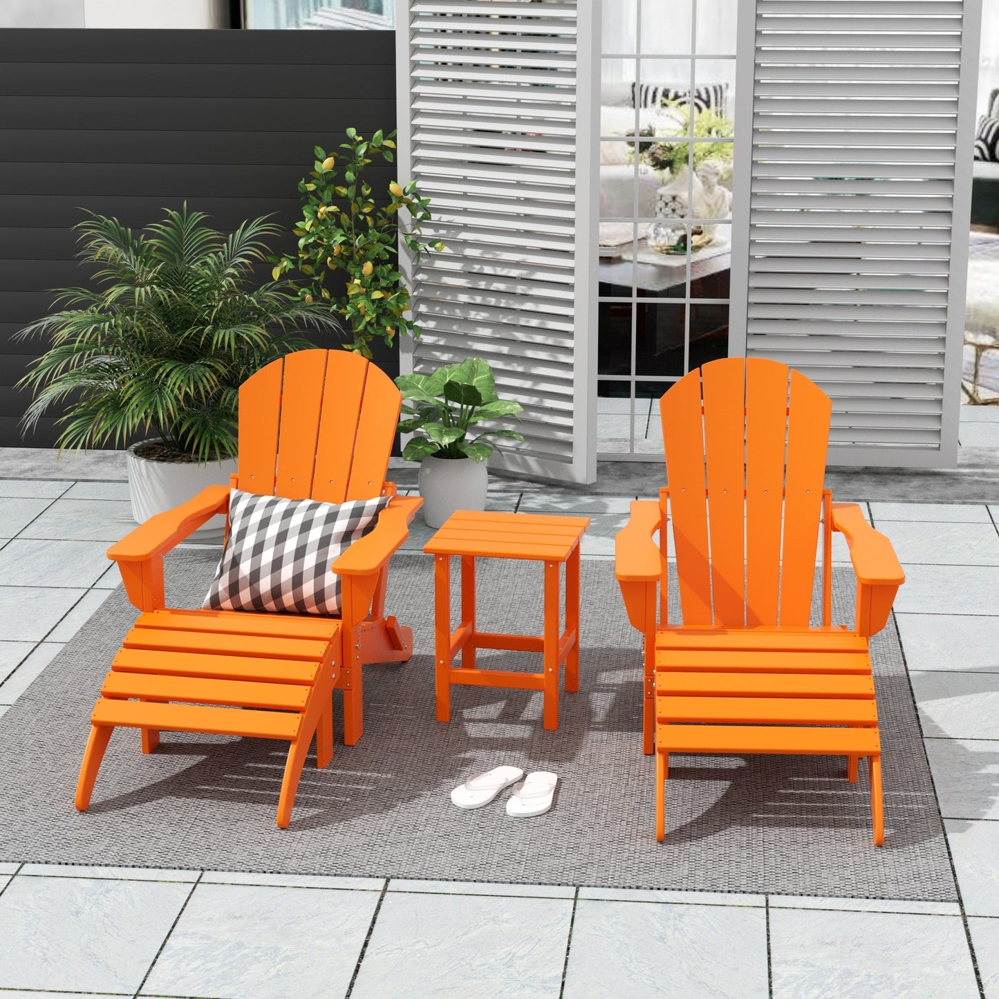 Ensemble de 5 chaises Adirondack pliables Polytrends Laguna en PEHD pour patio extérieur, toutes saisons