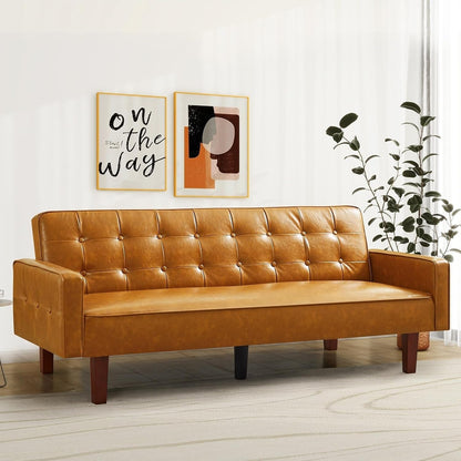 Canapé-lit futon convertible en similicuir pour salon, capitonné, pour chambre à coucher