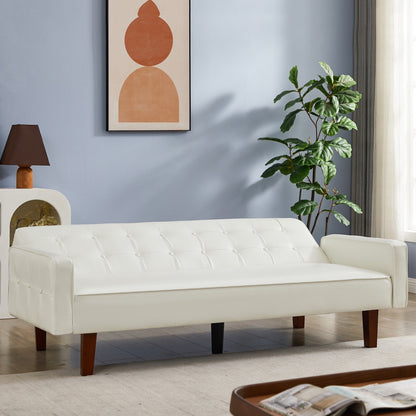 Canapé-lit futon convertible en similicuir pour salon, capitonné, pour chambre à coucher
