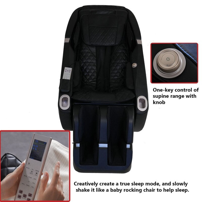 Fauteuil de massage motorisé 2D en cuir PU, design compact, fauteuil de massage multifonction à gravité zéro coulissant sur rail