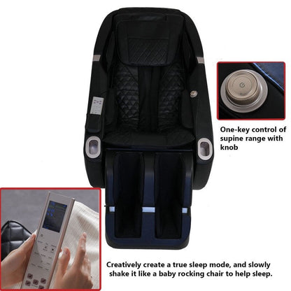 Fauteuil de massage motorisé 2D en cuir PU, design compact, fauteuil de massage multifonction à gravité zéro coulissant sur rail