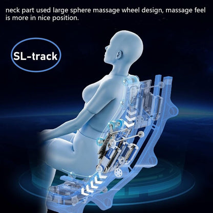 Fauteuil de massage motorisé 2D en cuir PU, design compact, fauteuil de massage multifonction à gravité zéro coulissant sur rail