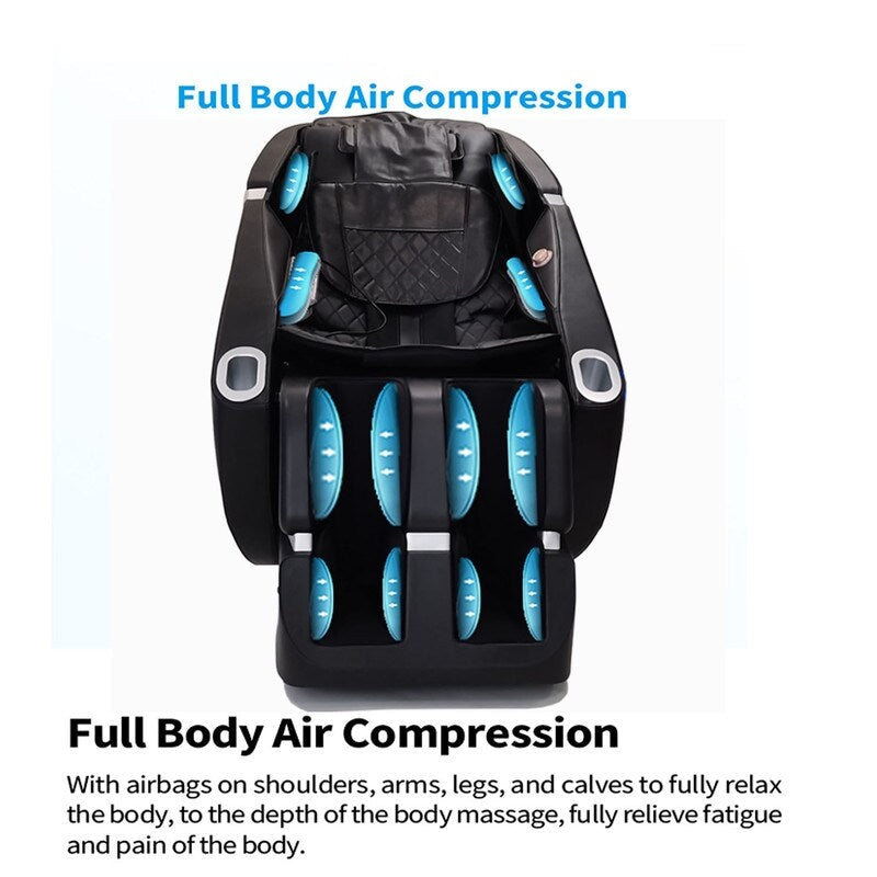 Fauteuil de massage motorisé 2D en cuir PU, design compact, fauteuil de massage multifonction à gravité zéro coulissant sur rail