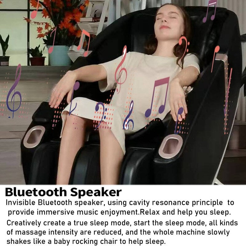 Fauteuil de massage motorisé 2D en cuir PU, design compact, fauteuil de massage multifonction à gravité zéro coulissant sur rail