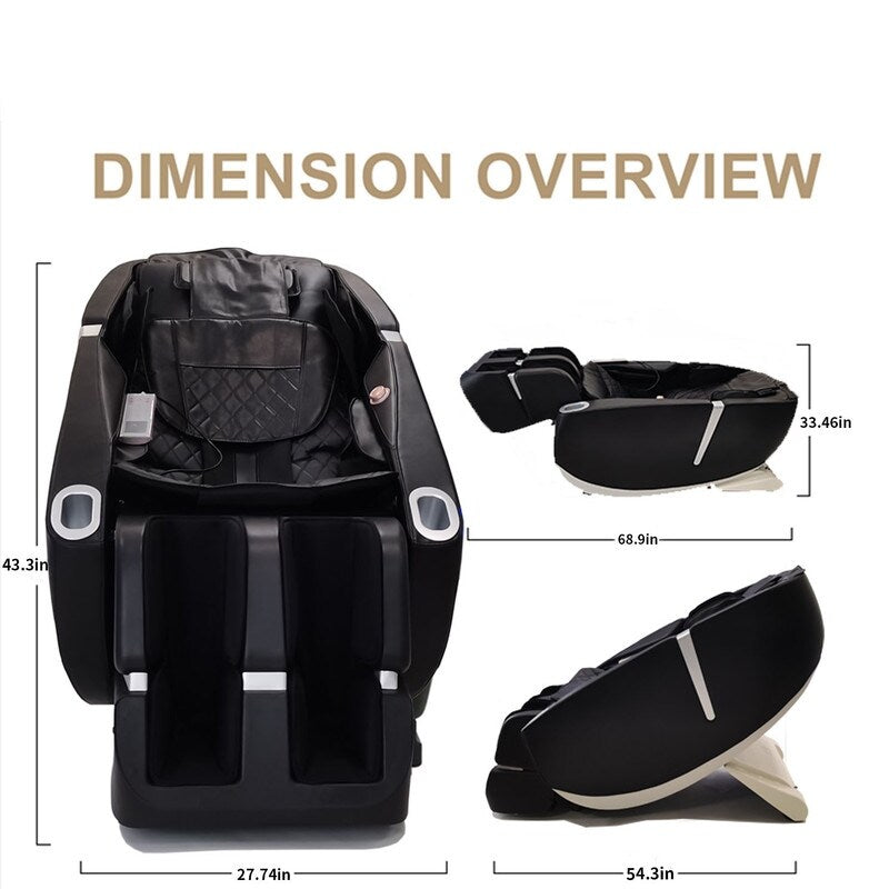 Fauteuil de massage motorisé 2D en cuir PU, design compact, fauteuil de massage multifonction à gravité zéro coulissant sur rail