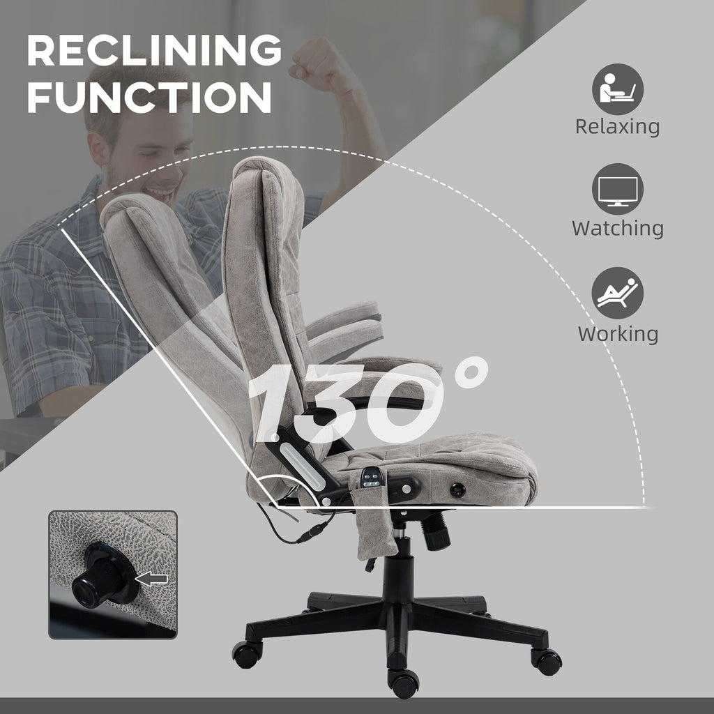 Fauteuil de bureau inclinable pivotant à 360° en cuir PU avec massage par vibrations, chauffage lombaire et hauteur réglable