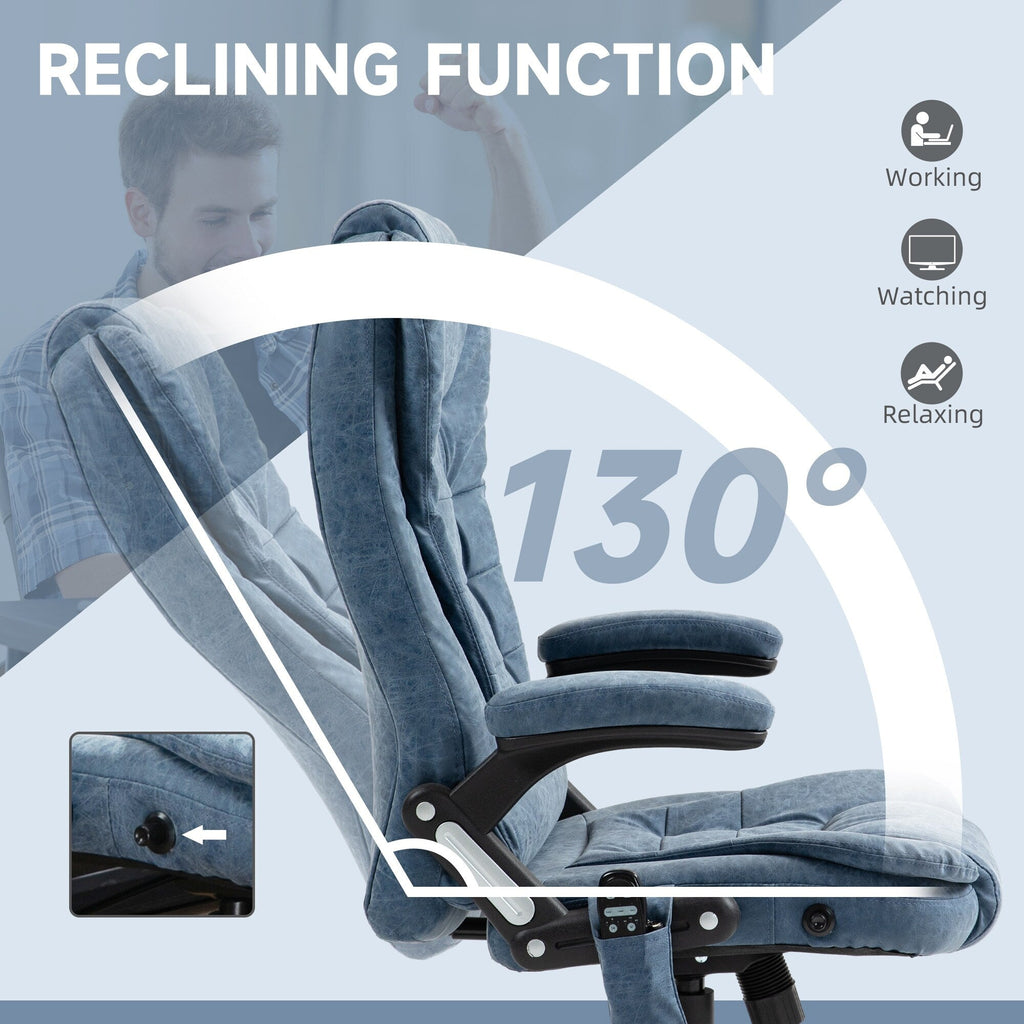 Fauteuil de bureau inclinable pivotant à 360° en cuir PU avec massage par vibrations, chauffage lombaire et hauteur réglable