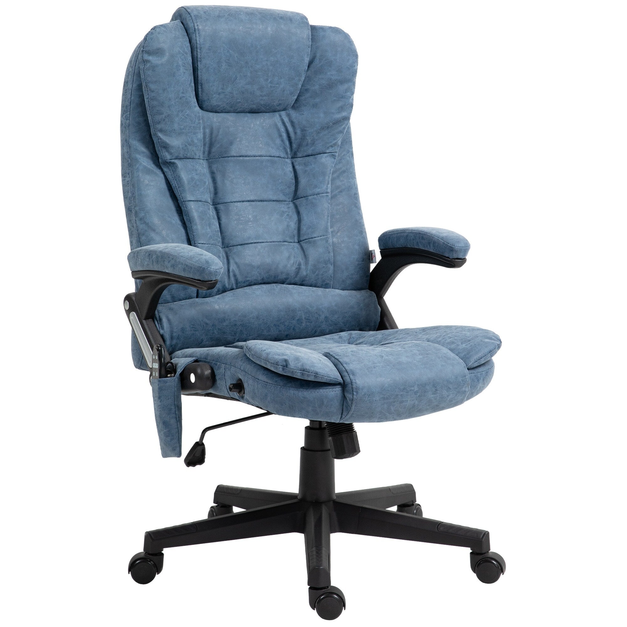 Fauteuil de bureau inclinable pivotant à 360° en cuir PU avec massage par vibrations, chauffage lombaire et hauteur réglable