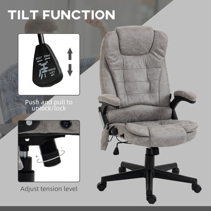 Fauteuil de bureau inclinable pivotant à 360° en cuir PU avec massage par vibrations, chauffage lombaire et hauteur réglable