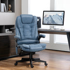 Fauteuil de bureau inclinable pivotant à 360° en cuir PU avec massage par vibrations, chauffage lombaire et hauteur réglable