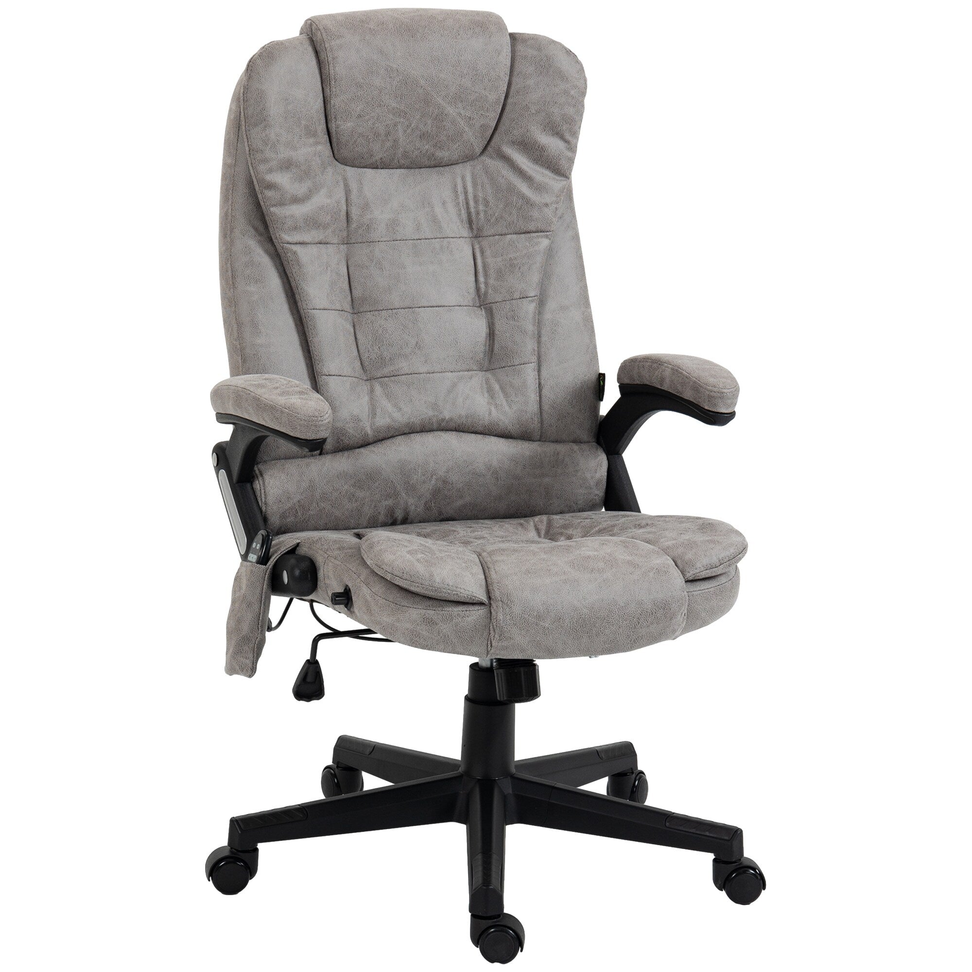 Fauteuil de bureau inclinable pivotant à 360° en cuir PU avec massage par vibrations, chauffage lombaire et hauteur réglable