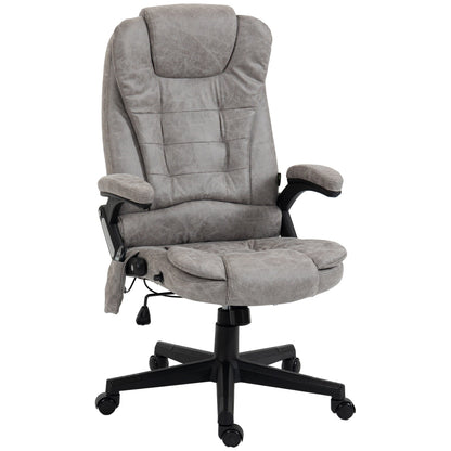 Fauteuil de bureau inclinable pivotant à 360° en cuir PU avec massage par vibrations, chauffage lombaire et hauteur réglable