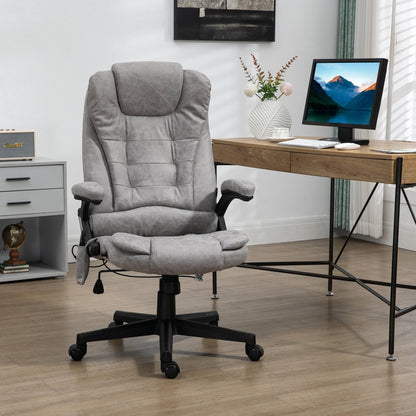 Fauteuil de bureau inclinable pivotant à 360° en cuir PU avec massage par vibrations, chauffage lombaire et hauteur réglable
