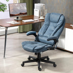Fauteuil de bureau inclinable pivotant à 360° en cuir PU avec massage par vibrations, chauffage lombaire et hauteur réglable