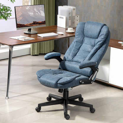 Fauteuil de bureau inclinable pivotant à 360° en cuir PU avec massage par vibrations, chauffage lombaire et hauteur réglable