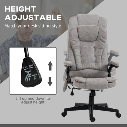 Fauteuil de bureau inclinable pivotant à 360° en cuir PU avec massage par vibrations, chauffage lombaire et hauteur réglable