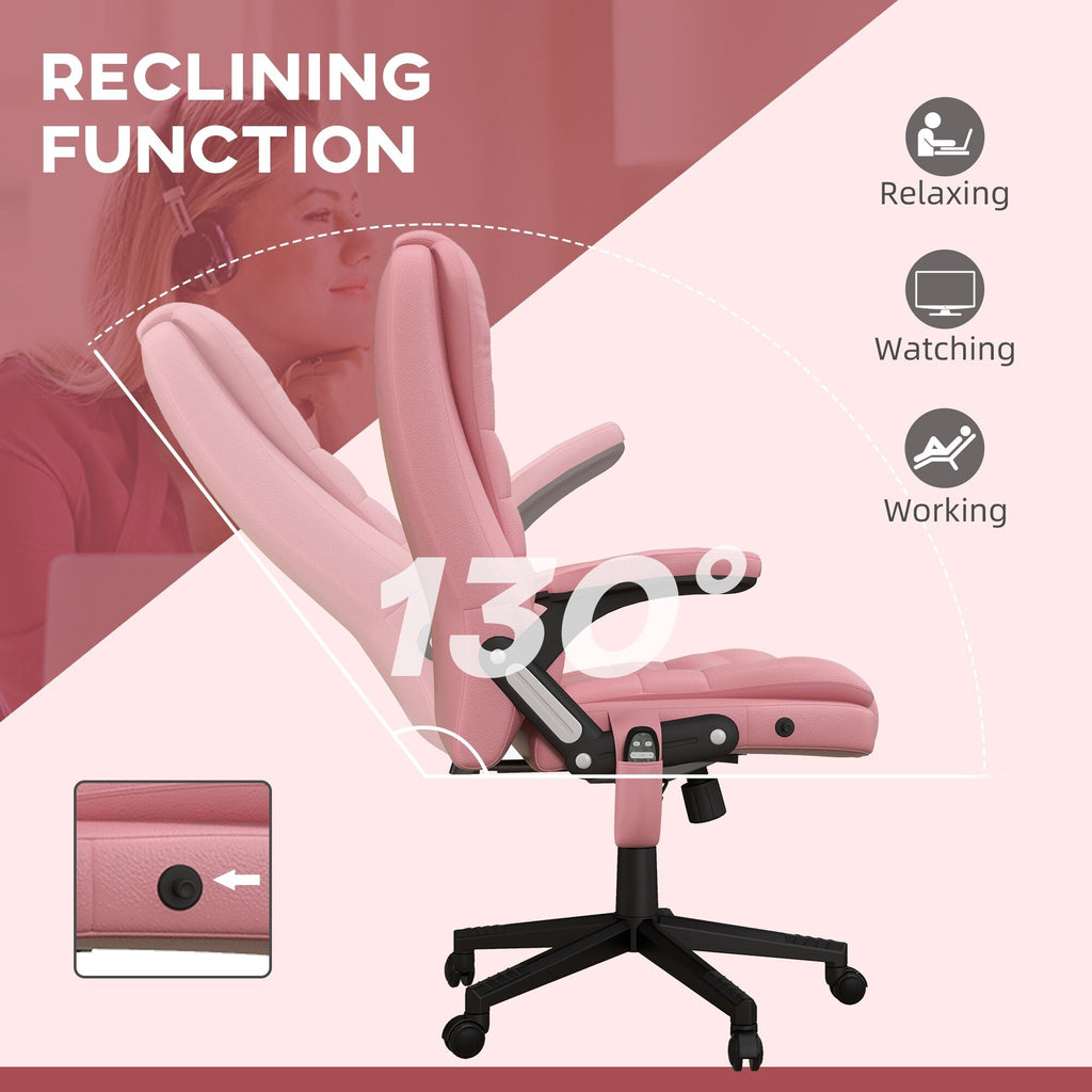 Fauteuil de bureau inclinable pivotant à 360° en cuir PU avec massage par vibrations, chauffage lombaire et hauteur réglable