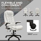 Fauteuil de bureau inclinable pivotant à 360° en cuir PU avec massage par vibrations, chauffage lombaire et hauteur réglable