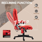 Fauteuil de bureau inclinable pivotant à 360° en cuir PU avec massage par vibrations, chauffage lombaire et hauteur réglable