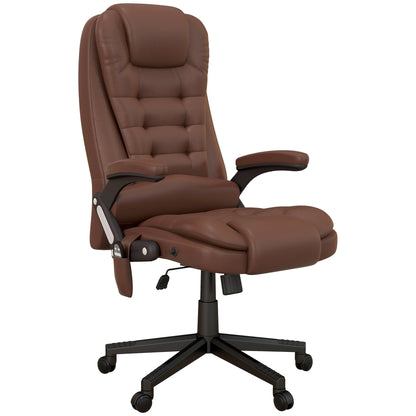 Fauteuil de bureau inclinable pivotant à 360° en cuir PU avec massage par vibrations, chauffage lombaire et hauteur réglable