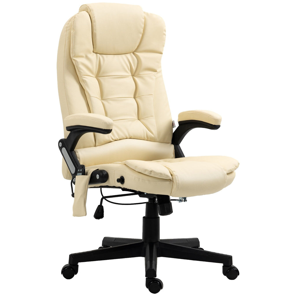Fauteuil de bureau inclinable pivotant à 360° en cuir PU avec massage par vibrations, chauffage lombaire et hauteur réglable