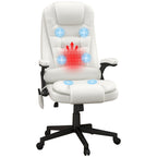 Fauteuil de bureau inclinable pivotant à 360° en cuir PU avec massage par vibrations, chauffage lombaire et hauteur réglable