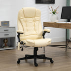 Fauteuil de bureau inclinable pivotant à 360° en cuir PU avec massage par vibrations, chauffage lombaire et hauteur réglable