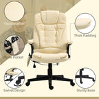 Fauteuil de bureau inclinable pivotant à 360° en cuir PU avec massage par vibrations, chauffage lombaire et hauteur réglable