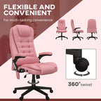 Fauteuil de bureau inclinable pivotant à 360° en cuir PU avec massage par vibrations, chauffage lombaire et hauteur réglable