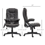 Fauteuil de bureau inclinable pivotant à 360° en cuir PU avec massage par vibrations, chauffage lombaire et hauteur réglable