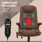 Fauteuil de bureau inclinable pivotant à 360° en cuir PU avec massage par vibrations, chauffage lombaire et hauteur réglable