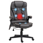 Fauteuil de bureau inclinable pivotant à 360° en cuir PU avec massage par vibrations, chauffage lombaire et hauteur réglable