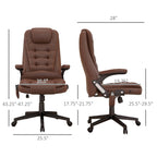 Fauteuil de bureau inclinable pivotant à 360° en cuir PU avec massage par vibrations, chauffage lombaire et hauteur réglable