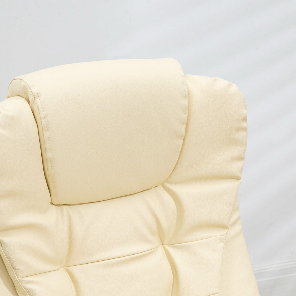 Fauteuil de bureau inclinable pivotant à 360° en cuir PU avec massage par vibrations, chauffage lombaire et hauteur réglable