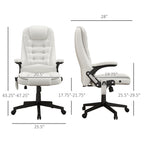Fauteuil de bureau inclinable pivotant à 360° en cuir PU avec massage par vibrations, chauffage lombaire et hauteur réglable