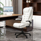Fauteuil de bureau inclinable pivotant à 360° en cuir PU avec massage par vibrations, chauffage lombaire et hauteur réglable