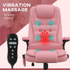 Fauteuil de bureau inclinable pivotant à 360° en cuir PU avec massage par vibrations, chauffage lombaire et hauteur réglable
